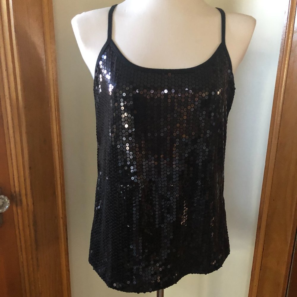 “Lily White” Evening Sequin Scoop Top with Racerback, New w/o Tags